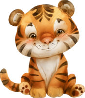 aquarela de tigre fofo png