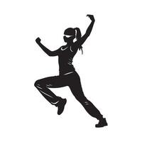 Silhouette of a Woman Doing Aerobic Workout Move. Stock Image vector