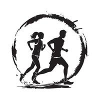 Man and Woman, Couple Running Jogging Training Exercising Together Stock Image vector