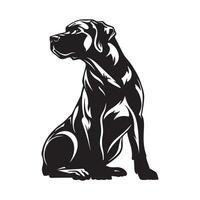 Black and white illustration of a sitting dog isolated on a white Stock image vector