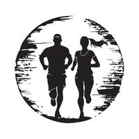 Man and Woman, Couple Running Jogging Training Exercising Together Stock Image vector