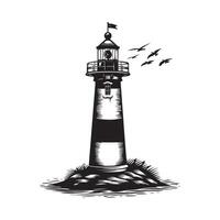 Lighthouse vintage engraving Stock Design Images isolated on white vector