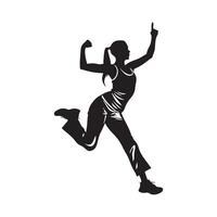 Silhouette of a Woman Doing Aerobic Workout Move. Stock Image vector