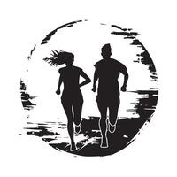 Man and Woman, Couple Running Jogging Training Exercising Together Stock Image vector