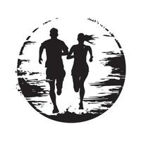 Man and Woman, Couple Running Jogging Training Exercising Together Stock Image vector