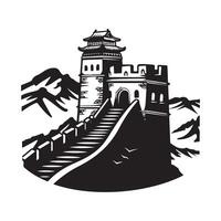 genial pared de China silueta imágenes aislado en blanco antecedentes vector