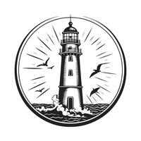 Lighthouse vintage engraving Stock Design Images isolated on white vector