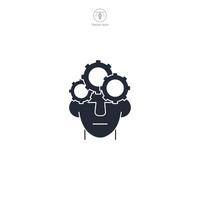 Head with Gear Icon theme symbol illustration isolated on white background vector