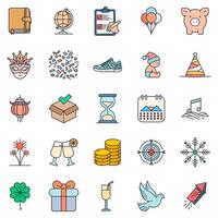 Party icons set, Included icons as Baby New, Calendar, Balloons, Confetti and more symbols collection, logo isolated illustration vector