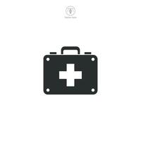 esta primero ayuda caja icono. médico o cuidado de la salud tema símbolo ilustración aislado en blanco antecedentes vector