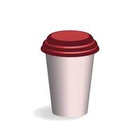 Disposable paper cup with lid. Illustration without background. vector