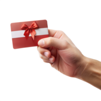 A hand holding a red card with a bow on it png