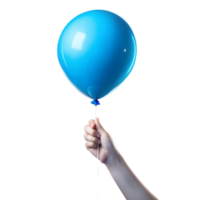 A hand holding a blue balloon png