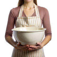 A woman is holding a large bowl in her hands png