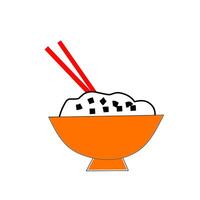an illustration of a bowl of rice with chopsticks vector