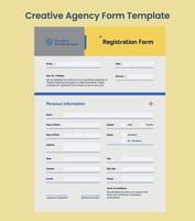 Creative Business Registration Form Template, Form for Employee Toolkit, Document, and Stationery vector