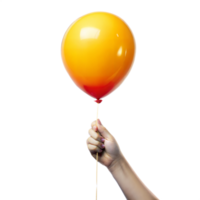A hand holding a yellow balloon png