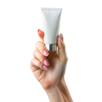 A hand holding a tube of makeup png