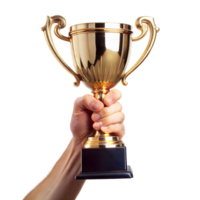 ein Hand halten ein Gold Trophäe png