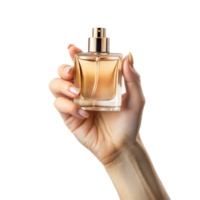 en hand innehav en flaska av parfym png