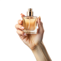 A hand holding a bottle of perfume png