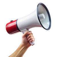 A person is holding a microphone with a red and white design png