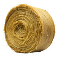 A tightly packed, round hay bale, made of dried grass, is ready for storage png