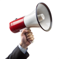 A person is holding a microphone with a red and white design png