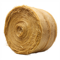 A close-up image of a rolled hay bale sitting in a rural setting. The hay is tightly packed, and the bale is well-maintained png