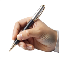 A man is holding a pen and writing png