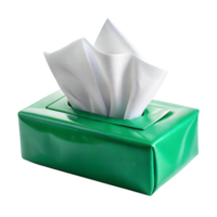 A green box with white tissue paper inside png