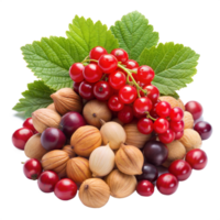 A bunch of fruits and nuts are piled on top of each other png