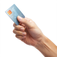 A hand holding a credit card with a red stripe png