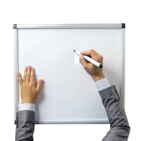 A man is writing on a white board with a marker png