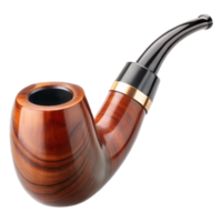 une fermer de une classique marron en bois fumeur tuyau avec une noir tige et or bande png