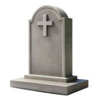 A simple, grey granite gravestone with a cross symbol, isolated on a transparent background png