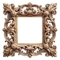 A detailed, ornate gold picture frame with intricate floral details. This frame would be perfect for a special photograph or artwork png