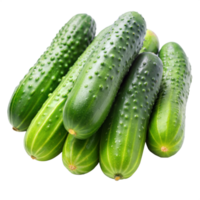 A bunch of fresh, green cucumbers on a transparent surface png