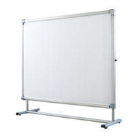 A large, free-standing whiteboard with a silver frame and an adjustable stand png