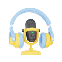 Mic with Headphone 3D Podcast Illustration for uiux, web, app, infographic, etc png