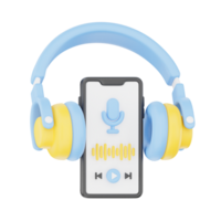 Podcast app avec casque de musique 3d Podcast illustration pour uiux, la toile, application, infographie, etc png