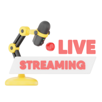 Live Streaming with Mic 3D Podcast Illustration for uiux, web, app, infographic, etc png