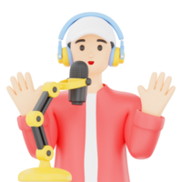 homem podcaster 3d podcast ilustração para uiux, rede, aplicativo, infográfico, etc png