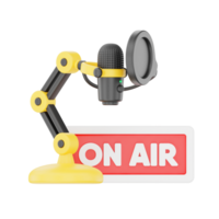 Mic On Air 3D Podcast Illustration for uiux, web, app, infographic, etc png