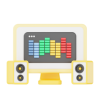 Sound Wave on Monitor 3D Podcast Illustration for uiux, web, app, infographic, etc png