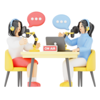 Two Woman Podcast 3D Podcast Illustration for uiux, web, app, infographic, etc png