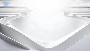 Modern minimalist architecture with sleek white curves and bright natural light, suitable for background or abstract design concepts. photo