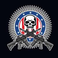 cráneo y bandera de EE.UU, grunge.vintage diseño camisetas vector