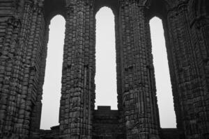 Ancient Stone Columns in Black and White in Tynemouth Priory and Castle photo