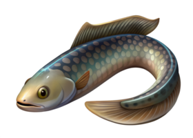 Cartoon style illustration of cute Snakehead fish isolated on transparent background png